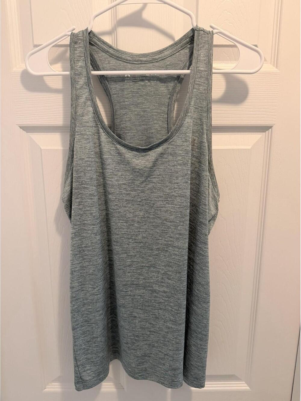 Under Armour Loose Heat Gear Racerback Tank Top Womens Large Heather Green